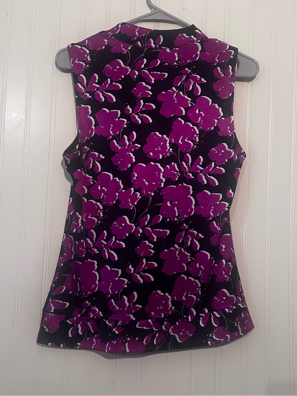 Alfani Purple Fitted Blouse with Elegant Draped Neckline - Picture 3 of 5